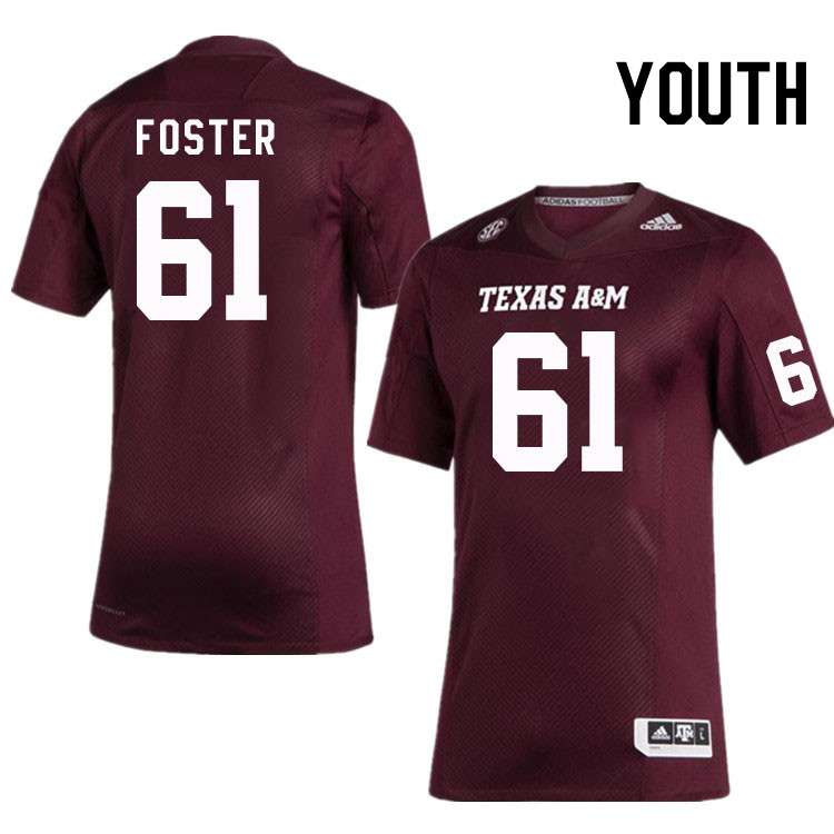 Youth #61 Bryce Foster Texas A&M Aggies College Football Jerseys Stitched Sale-Maroon